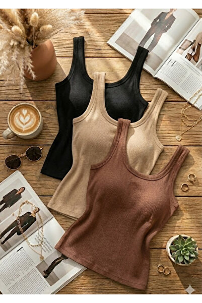 Loule Women's 3-Pack Corded Fabric Ribbed Knit Undershirt Set - 92% Cotton St...