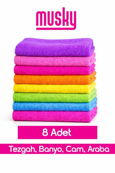 MUSKY 8'li Mikrofiber Temizlik Bezi | Kurulama Bezi | 8'li Paket | Lavanta | ...