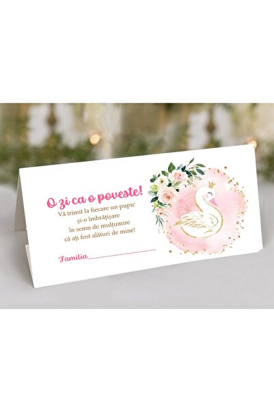 Invitatii Originale Plic de bani pentru botez Lebada- set 25 buc