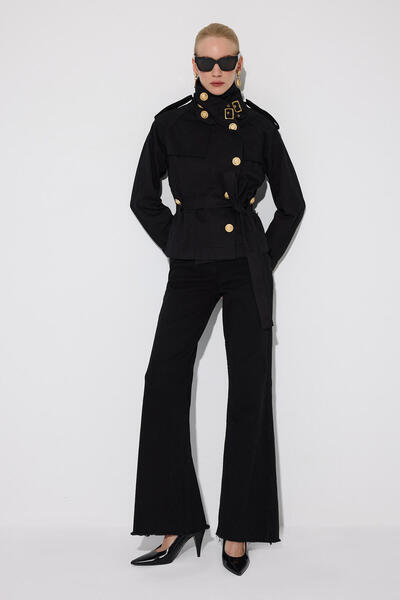 Touché Privé Kisa Belted K Double-Breasted Trench Coat