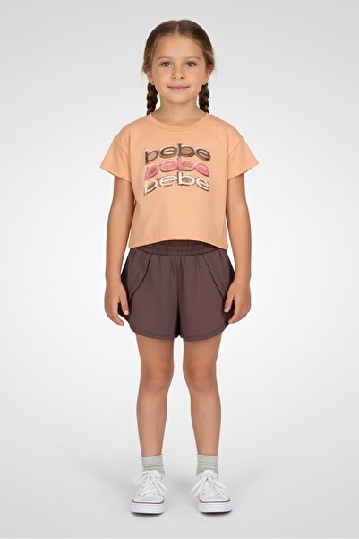 Bebe Toddlers Girl 2 Pcs Brand Logo Outdoor T-Shirt And Shorts Set, Multicolor