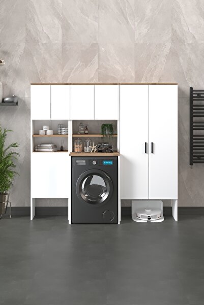 Fly Mobilya EVA KİRLİ SEPETLİ ÜTÜ DOLAPLI ÇAMAŞIR MAKİNESİ DOLABI