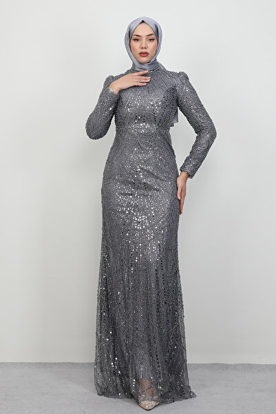 Lamia Giyim Liona Kalem Abiye Koyu Gri