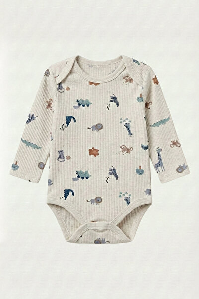 hepbaby Safari, 2’li Uzun Kollu Çıtçıtlı Bebek Body (Zıbın) Seti - Yenidoğan–36 Ay