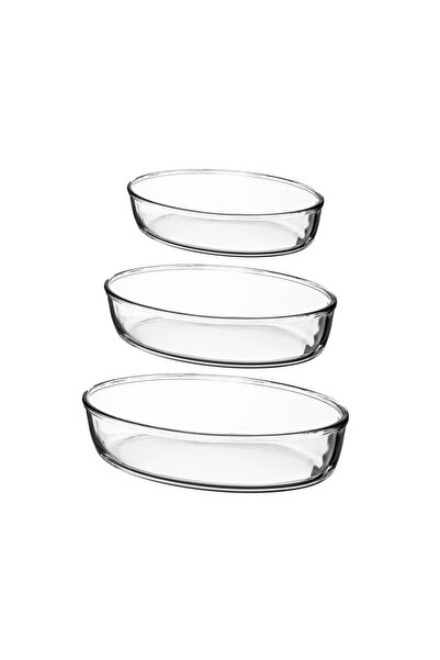mijotex Oval Glass Oven Baking Tray Set. 3-Piece. / OS-3
