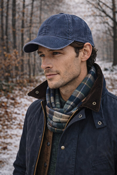 Külah Men's Premium Vintage Velvet Hat - Navy Blue