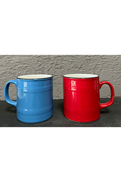 Kırtasiye Ofisi Set of Two Blue Red Barrel Valentine's Day Gift Cup Mug Cup Mug