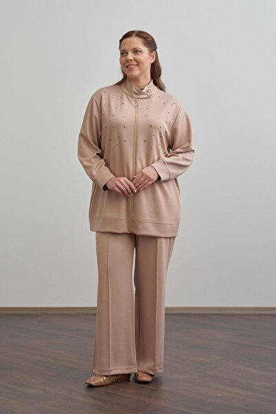 ALLDAY Vizon-Yumuşak Dokulu Büyük Beden Droplu Eşofman Takımı