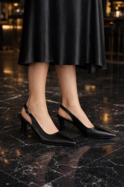 MODAONN Şık ve Klasik Sivri Burun Kadın Topuklu Ayakkabı