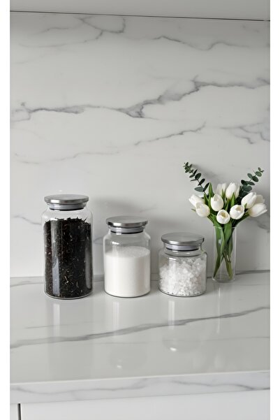 ÖZ HOME Vacuum Glass Jar Set with Metal Lid 3 Sizes 1130 Ml/ 900 ml / 635 ml