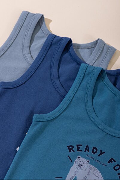 Boys Cotton Crew Neck Printed Singlet T-Shirt 3-Pack 2554 Colors