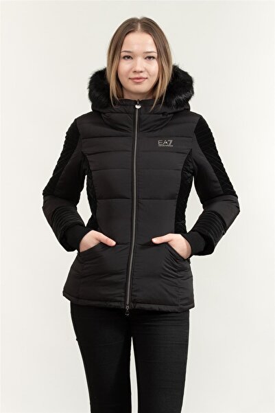 EA7 Logo Hooded Water and Wind Resistant Regular Fit Coat MONT 6RTB14 TNDAZ 1200