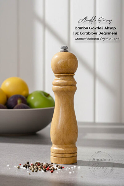 Anadolu Saray 1 ADET Bambu Gövdeli Ahşap Tuz Karabiber Değirmeni – Manuel Bah...