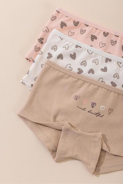 BAYKAR Момичешки памучни боксерки с цветни щампи и ликра, комплект от 3 броя,...