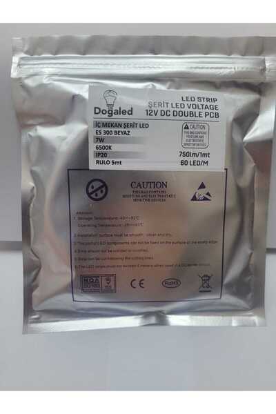 DOĞALED 12v İç Mekan 3 Çipli Beyaz Şerit Led 5 metre