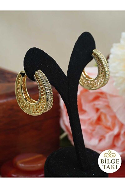 Bilge Takı Vip Zircon Stone Greek Pattern Xuping Earrings, Stainless, Non-Tar...