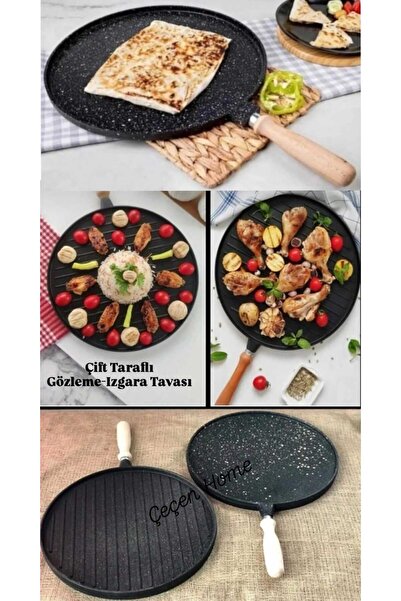 ÇEÇEN HOME Double Sided Cast Iron Tava-Pancake Pan, Grill Pan, Steak Pan 100%...