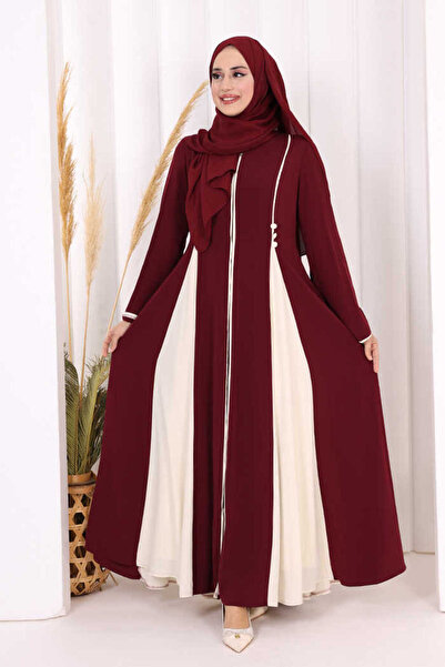 Bym Fashion Biyeli Fermuarlı Ferace 7050 Mürdüm