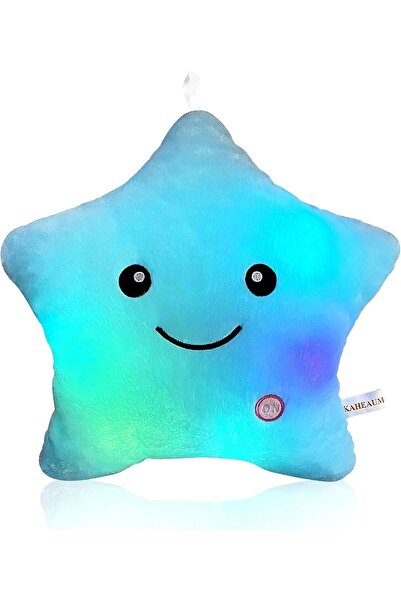 Arabest light blue LED luminous plush pillow, can be used as birthday gifts, ...