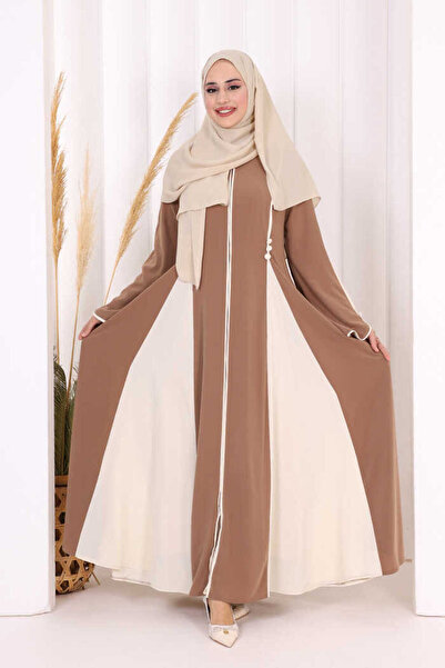 Bym Fashion Biyeli Fermuarlı Ferace 7050 Taba