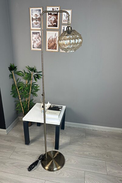 Bamyum Şila Bal Rengi Cam Eskitme N Gövde Hareketli Başlık Lambader Modern Me...