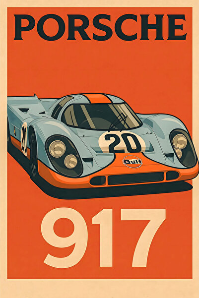 Hayal Poster Retro Ahşap Poster Porsche Araba 43 Poster 20x30