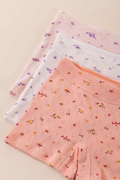 BAYKAR Kız Çocuk Pamuklu Renkli Baskılı Likralı Boxer Şort 3'lü Paket 5789 Re...