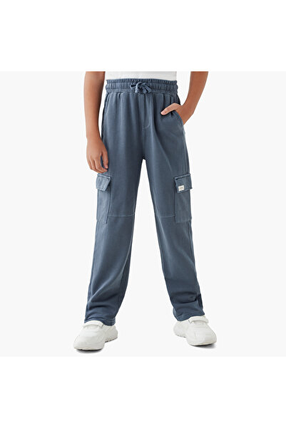 Lee Cooper Logo Applique Cargo Joggers with Drawstring Closure and Pockets