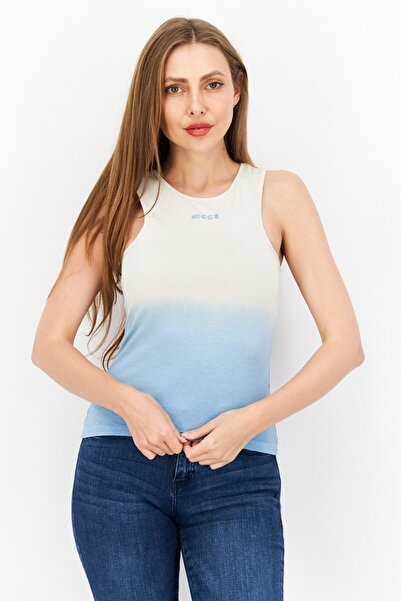 Nicce Women Crew Neck Sleeveless Embroidered Tank Top, Beige