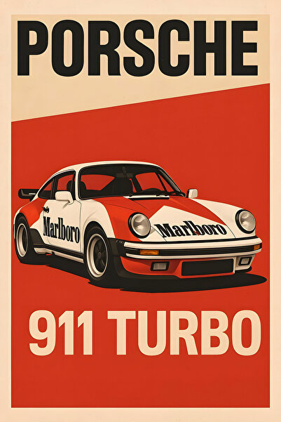 Hayal Poster Retro Ahşap Poster Porsche Araba 7 Poster 20x30