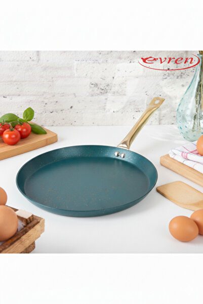 EVREN MUTFAK 28 cm Green Short-Sided Crepe Pan, Non-Stick Crepe Omelette Pan ...