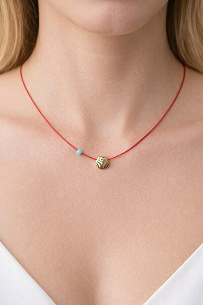 SelinDiamond Red String Sea Shell Necklace