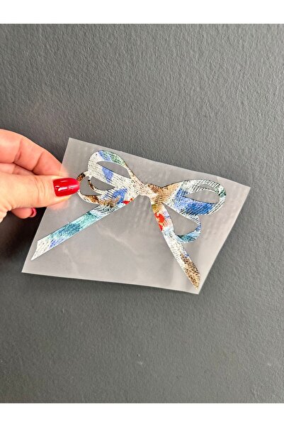 Gönülden Tasarım Iron-On Colorful Bow Embroidery Transfer Print 13X9 cm