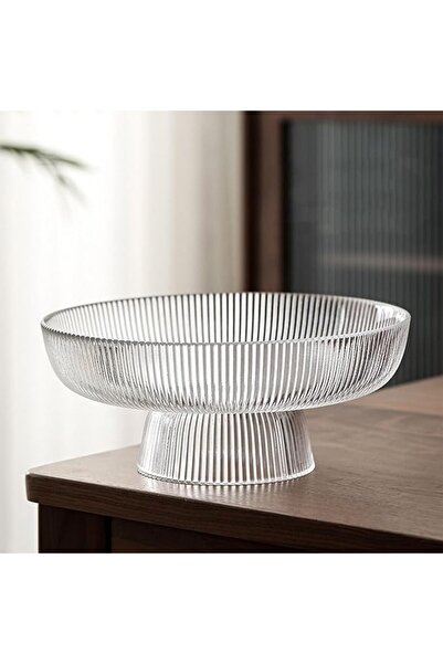 Arabest Large Clear Glass Fruit Bowl,10.2" Diameter Pedestal Bowl for Kitchen...