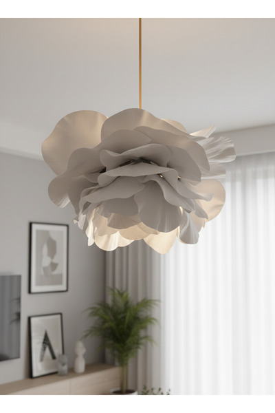 EVALUX Modern Eva Çiçek Form Beyaz Sarkıt Avize