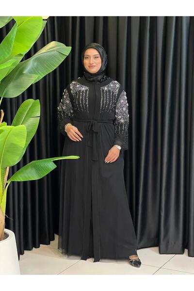 Butik büyük beden Pearl Jewelled Evening Dress