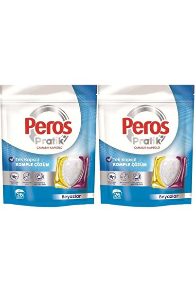 Peros Pratik Matik Çamaşır Deterjanı Kapsülü - Tableti 52 Adet Beyazlar (2PK*26)