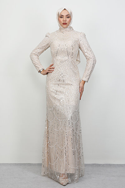 Lamia Giyim Liona Kalem Abiye Krem