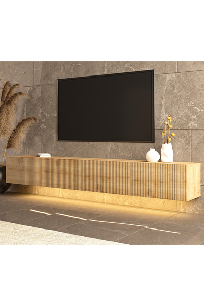 MERT SERT MOBİLYA Assos 240cm Günışığı Led Işıklı Tv Sehpası, Tv Ünitesi, Duv...