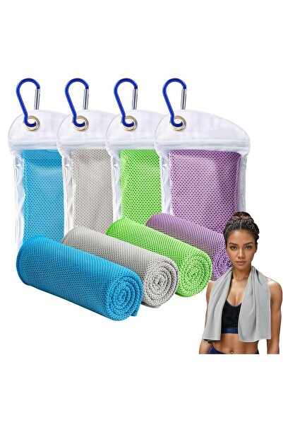 Bukela منشفة رياضية سريعة الجفاف - 30 × 90 سم - أزرق سماوي + أخضر فسفوري + رم...