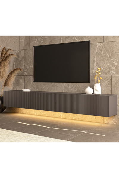 MERT SERT MOBİLYA Assos 240cm Günışığı Led Işıklı Tv Sehpası, Tv Ünitesi, Duv...