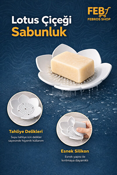 Febros Δοχείο σαπουνιού σε σχήμα λουλουδιού λωτού Υγιεινό δοχείο σαπουνιού πο...