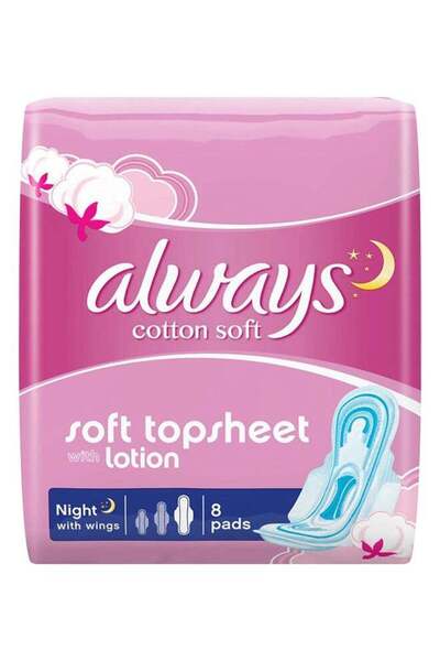 Always Pack Of 8 Soft Topsheet With Lotion Night Pad 6.9inch