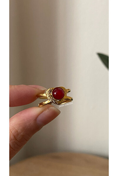 Petek Collection خاتم من الفولاذ العتيق على شكل قلب مرصع بالحجر الطبيعي