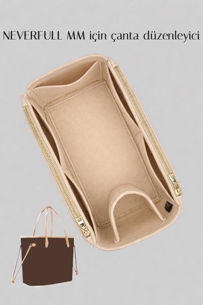 Neverfull MM Uyumlu Keçe Çanta Organizeri 2 mm – Şişe Tutuculu Çok Cepli Düzenleyici
