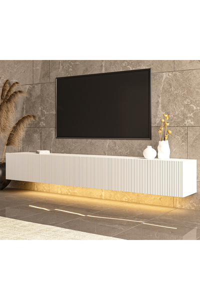 MERT SERT MOBİLYA Assos 240cm Günışığı Led Işıklı Tv Sehpası, Tv Ünitesi, Duv...