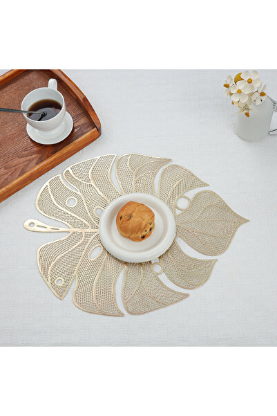 Arabest Leaf Gold Placemat Vinyl Table Mat Set of 6, Cut-Out Modern Table Mat...