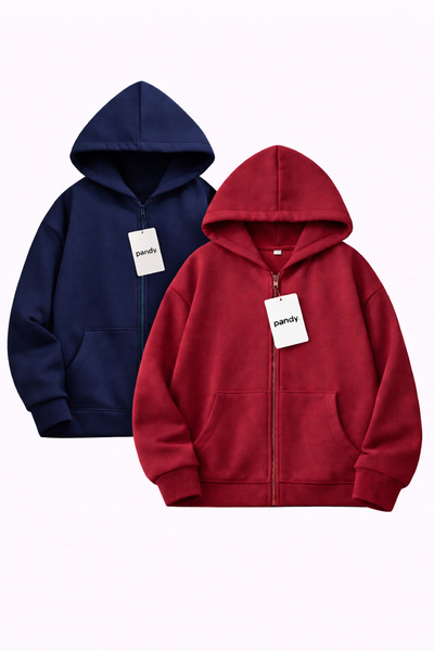 pandy سترة رياضية بقلنسوة للجنسين بسحاب / كارديجان (عبوة من قطعتين)