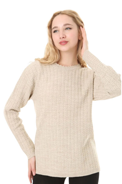 Stilmony Women's Round Neck Flexible Knitwear Hair Knitted Mother Wool Sweater
