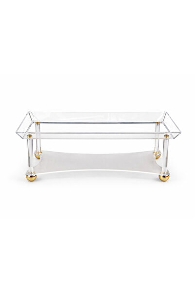 ALKHANBASHI Clear Acrylic Serving Tray with Gold Ball Feet – Elegant Pastry D...